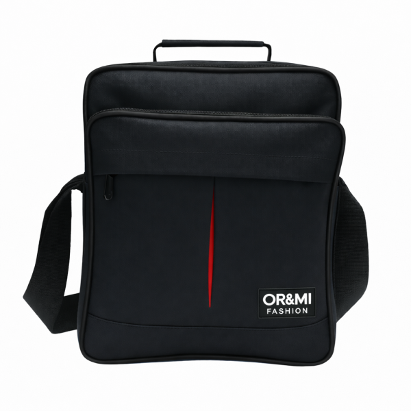 Τσάντα Ώμου ORMI 78974 Ανδρική – 25x30x10cm, Με Θήκες & Ρυθμιζόμενο Λουρί Μαυρο