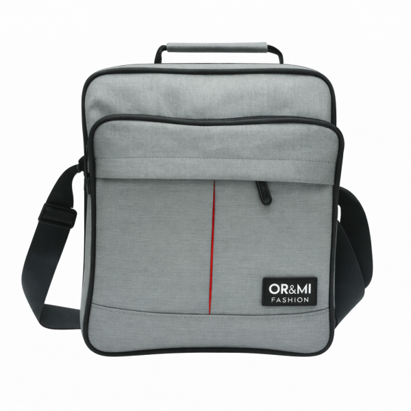 Τσάντα Ώμου ORMI 78974 Ανδρική – 25x30x10cm, Με Θήκες & Ρυθμιζόμενο Λουρί Γκρι