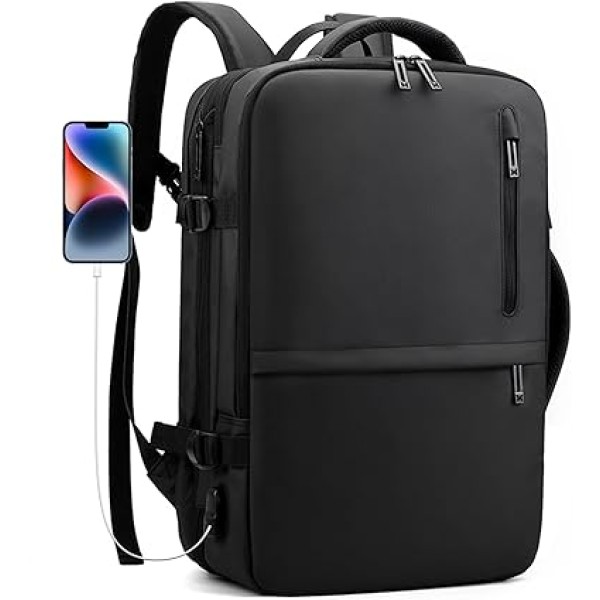 Σακίδιο Πλάτης Ταξιδίου 45x30x15cm Αδιάβροχο USB Laptop 15,6″ Ανατομικοί Ιμάντες Ώμου Μαύρο — PlayBags PS1904