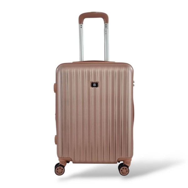 Σκληρή Βαλίτσα Καμπίνας 55x40x20 +5cm Επέκταση PLAYBAGS PS063C. Max 50lt. Ροζ/Χρυσο