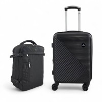 *LIMITED EDITION* ΣΚΛΗΡΗ ΒΑΛΙΤΣΑ ΚΑΜΠΙΝΑΣ 55X40X20 +5CM ΕΠΕΚΤΑΣΗ & ΣΑΚΙΔΙΟ ΠΛΑΤΗΣ ΤΑΞΙΔΙΟΥ 40X30X20 PLAYBAGS PS705C-SET2. ΜΑΥΡΟ