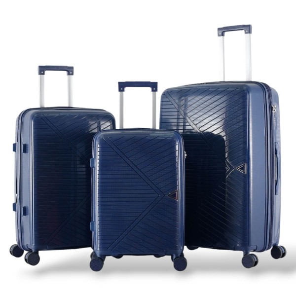 Σκληρές Βαλίτσες Μικρή, Μεσαία, Μεγάλη Πολυπροπυλένιο με Επέκταση PLAYBAGS KB002-SET3. Μπλε