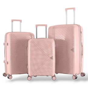 Σκληρές Βαλίτσες Μικρή, Μεσαία, Μεγάλη Πολυπροπυλένιο με Επέκταση PLAYBAGS KB002-SET3. Ροζ