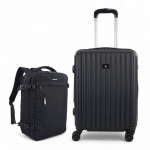 Σετ Βαλίτσα Καμπίνας 55x40x20cm +5cm & Σακίδιο Πλάτης 40x30x20cm Μαύρο PlayBags PS063C-SET2
