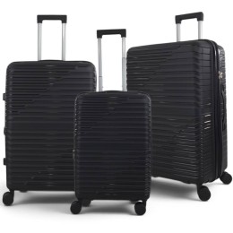 Σετ 3 Σκληρές Πολυπροπυλένιο Βαλίτσες Ταξιδίου Μεγάλες 80cm & 70cm & 60cm 11.5kg Ελαφριές με 4 Ρόδες Μαύρο — Playbags 1206-Set3