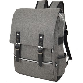 Σακίδιο Πλάτης με Καπάκι Μαγνητικό 30x17x40cm 20lt Αδιάβροχο Laptop 15,6″ Ανατομική Πλάτη Γκρι — ORMI 2233