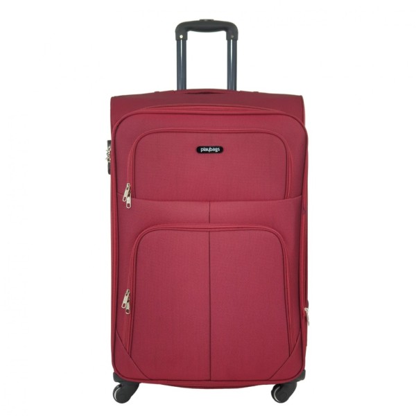 PlayBags FW877-28 Μεγάλη Υφασμάτινη Βαλίτσα 4 Ρόδες 78x45x27cm +5cm 3,9kg Μπορντό