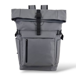 Αδιάβροχο Σακίδιο Πλάτης Rolltop 30x16x45cm 22lt 0.7kg Laptop 15.6" Γκρι — MCAN M-515