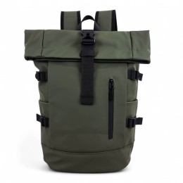 Αδιάβροχο Σακίδιο Πλάτης Rolltop 30x17x45cm Laptop 15,6″ Πλαστικοποιημένο Ύφασμα Κλιπ Ασφαλείας Πρασινο— MCAN M-158