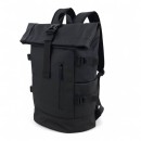 Αδιάβροχο Σακίδιο Πλάτης Rolltop 30x17x45cm Laptop 15,6″ Πλαστικοποιημένο Ύφασμα Κλιπ Ασφαλείας Μαύρο — MCAN M-158