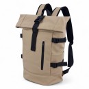 Αδιάβροχο Σακίδιο Πλάτης Rolltop 30x17x45cm Laptop 15,6″ Πλαστικοποιημένο Ύφασμα Κλιπ Ασφαλείας Μπεζ— MCAN M-158