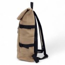 Αδιάβροχο Σακίδιο Πλάτης Rolltop 30x17x45cm Laptop 15,6″ Πλαστικοποιημένο Ύφασμα Κλιπ Ασφαλείας Μπεζ— MCAN M-158