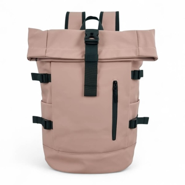Αδιάβροχο Σακίδιο Πλάτης Rolltop 30x17x45cm Laptop 15,6″ Πλαστικοποιημένο Ύφασμα Κλιπ Ασφαλείας Ροζ— MCAN M-158