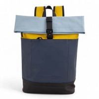 Αδιάβροχο Σακίδιο Πλάτης Rolltop 30x14x45cm Laptop 15,6″ Πλαστικοποιημένο Ύφασμα Κλιπ Ασφαλείας Μπλε— MCAN M-200