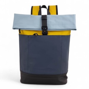 Αδιάβροχο Σακίδιο Πλάτης Rolltop 30x14x45cm Laptop 15,6″ Πλαστικοποιημένο Ύφασμα Κλιπ Ασφαλείας Μπλε— MCAN M-200