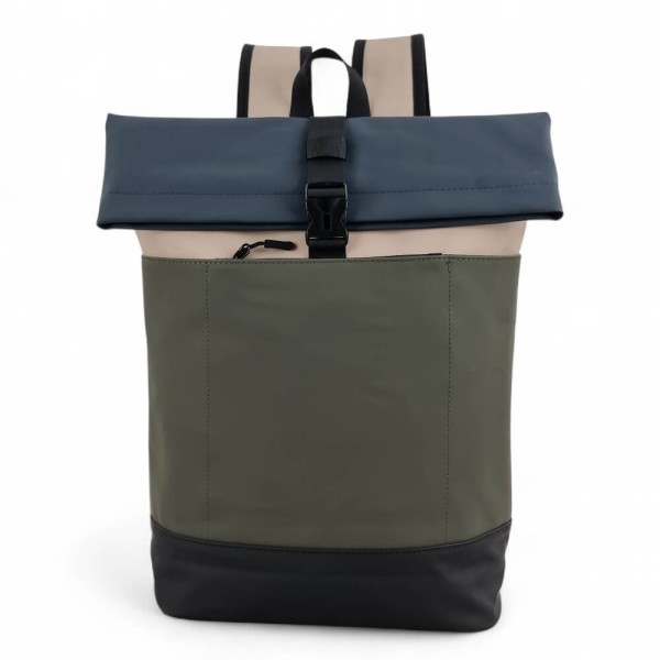 Αδιάβροχο Σακίδιο Πλάτης Rolltop 30x14x45cm Laptop 15,6″ Πλαστικοποιημένο Ύφασμα Κλιπ Ασφαλείας Πρασινο— MCAN M-200