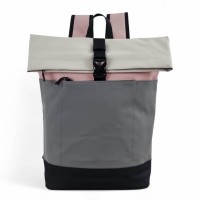 Αδιάβροχο Σακίδιο Πλάτης Rolltop 30x14x45cm Laptop 15,6″ Πλαστικοποιημένο Ύφασμα Κλιπ Ασφαλείας Γκρι — MCAN M-200