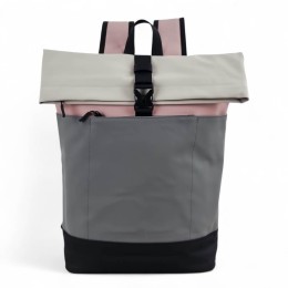 Αδιάβροχο Σακίδιο Πλάτης Rolltop 30x14x45cm Laptop 15,6″ Πλαστικοποιημένο Ύφασμα Κλιπ Ασφαλείας Γκρι — MCAN M-200