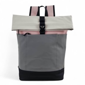 Αδιάβροχο Σακίδιο Πλάτης Rolltop 30x14x45cm Laptop 15,6″ Πλαστικοποιημένο Ύφασμα Κλιπ Ασφαλείας Γκρι — MCAN M-200