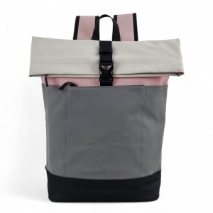 Αδιάβροχο Σακίδιο Πλάτης Rolltop 30x14x45cm Laptop 15,6″ Πλαστικοποιημένο Ύφασμα Κλιπ Ασφαλείας Γκρι — MCAN M-200