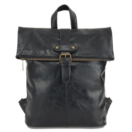 Unisex Σακίδιο Πλάτης Συνθετικό Δέρμα 36x6x45cm 10lt Εμπρός & Πίσω Τσέπη Εσωτερική Φόδρα Μαύρο — PlayBags PB-878