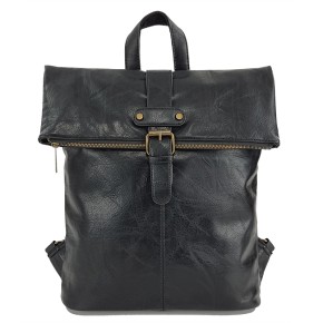 Unisex Σακίδιο Πλάτης Συνθετικό Δέρμα 36x6x45cm 10lt Εμπρός & Πίσω Τσέπη Εσωτερική Φόδρα Μαύρο — PlayBags PB-878