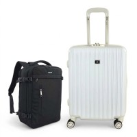 Σετ Βαλίτσα Καμπίνας 55x40x20cm με Επέκταση 5cm & Σακίδιο Πλάτης 40x30x20cm 50L Λευκό — Playbags PS063C-SET2
