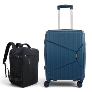 Σετ Βαλίτσα Καμπίνας 55x40x20cm 2.5kg & Σακίδιο 43x30x20cm Ελαφρύ Αδιάβροχο Μαύρο — Playbags PP001 Πετρολ 