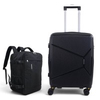 Σετ Βαλίτσα Καμπίνας 55x40x20cm 2.5kg & Σακίδιο 43x30x20cm Ελαφρύ Αδιάβροχο Μαύρο — Playbags PP001 Μαυρο