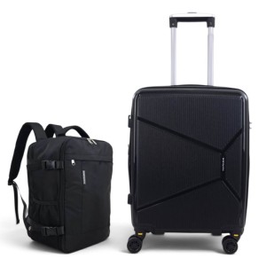 Σετ Βαλίτσα Καμπίνας 55x40x20cm 2.5kg & Σακίδιο 43x30x20cm Ελαφρύ Αδιάβροχο Μαύρο — Playbags PP001 Μαυρο