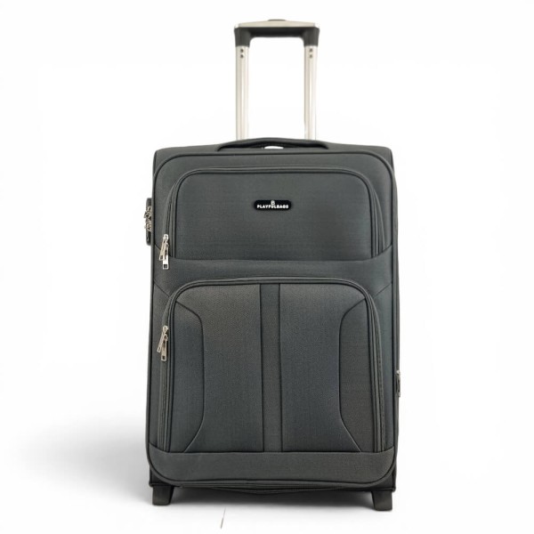 Μεσαία Υφασμάτινη Βαλίτσα 2 Ρόδες 60x41x24cm 2,9kg 59lt Επεκτεινόμενη Κλειδαριά Κωδικού Γκρι — PlayBags PS1433-M
