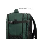 Σακίδιο Πλάτης Ταξιδίου Αεροπορικό 40x30x20cm +5cm Επέκταση 30lt Αδιάβροχο Laptop Υποδοχή Τρόλεϊ Πράσινο — PlayBags PS2839