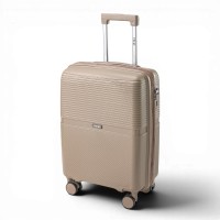 Σκληρή Βαλίτσα Καμπίνας Πολυπροπυλένιο 55x37x21cm +5cm Επέκταση 2,5kg TSA 4 Διπλές Ρόδες Μπεζ— RCM 1092#