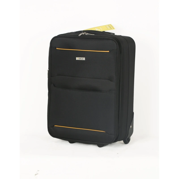 Υφασμάτινη Βαλίτσα Καμπίνας 55x40x20/23cm 40lt 3kg Polyester Επεκτάσιμη Αδιάβροχη 2 Ρόδες Μαύρο — RCM 13827