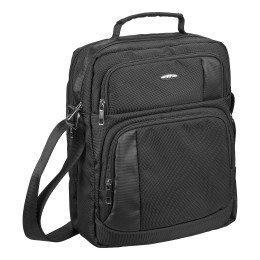 Μεγάλη Τσάντα Ώμου / Χιαστί 32x25x15cm 12lt 0.5kg Αδιάβροχη με Θήκη Tablet 10" Μαύρο — RCM 4339/L