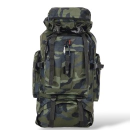 Μεγάλο Ορειβατικό Σακίδιο Πλάτης 72x34x17cm 70lt 1.4kg Αδιάβροχο με USB Πράσινο Camo — Playbags TK1487