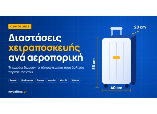 Διαστάσεις Χειραποσκευής 2026: Τι Επιτρέπει Κάθε Αεροπορική (Aegean, Ryanair, Sky Express κ.ά.)
