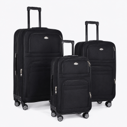 Σετ 3 Σκληρές Βαλίτσες ABS 4 Ρόδες 61/72/81cm +4cm Επέκταση Κλειδαριά Κωδικού Μαύρο — Evalitsa Collection