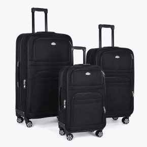 Σετ 3 Σκληρές Βαλίτσες ABS 4 Ρόδες 61/72/81cm +4cm Επέκταση Κλειδαριά Κωδικού Μαύρο — Evalitsa Collection