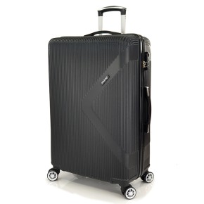 Μεγάλη Σκληρή Βαλίτσα ABS Ανάγλυφη 4 Ρόδες 360° 75x45x27cm 3,8kg Κλειδαριά Κωδικού Μαύρο — iFly PS828-28