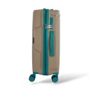 Omaska Μεγαλη Βαλιτσα Ταξιδιού Σκληρές μπεζ με 4 Ρόδες 75cm