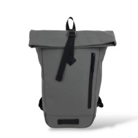 Μικρό Αδιάβροχο Σακίδιο Πλάτης Rolltop 40x10x22cm 10lt Πλαστικοποιημένο Πλαστικό Κλιπ Γκρι — MCAN M132