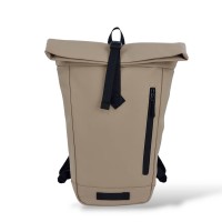 Μικρό Αδιάβροχο Σακίδιο Πλάτης Rolltop 40x10x22cm 10lt Πλαστικοποιημένο Πλαστικό Κλιπ Μπεζ — MCAN M132
