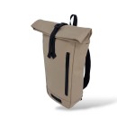 Μικρό Αδιάβροχο Σακίδιο Πλάτης Rolltop 40x10x22cm 10lt Πλαστικοποιημένο Πλαστικό Κλιπ Μπεζ — MCAN M132
