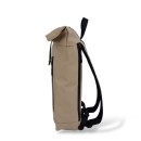 Μικρό Αδιάβροχο Σακίδιο Πλάτης Rolltop 40x10x22cm 10lt Πλαστικοποιημένο Πλαστικό Κλιπ Μπεζ — MCAN M132