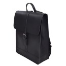 Χειροποίητο Σακίδιο Πλάτης Vachetta Δέρμα 32x12x40cm 15lt Καπάκι Μαγνητικό Κούμπωμα Μαύρο — PlayBags J8102