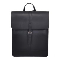 Χειροποίητο Σακίδιο Πλάτης Vachetta Δέρμα 32x12x40cm 15lt Καπάκι Μαγνητικό Κούμπωμα Μαύρο — PlayBags J8102