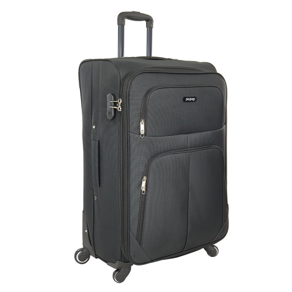 Μεγάλη Βαλίτσα με 4 Ρόδες PLAYBAGS FW877-28. 78x45x27 (επέκταση 5 εκ.). Μαύρο