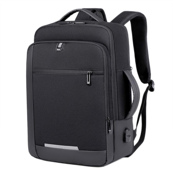 Επαγγελματικό Σακίδιο Πλάτης 44x32x15cm +5cm Επέκταση 28lt Αδιάβροχο USB Laptop 15,6″ Υποδοχή Τρόλεϊ Μαύρο — PlayBags PS5303