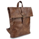 Unisex Σακίδιο Πλάτης Συνθετικό Δέρμα 36x6x45cm 10lt Εμπρός & Πίσω Τσέπη Εσωτερική Φόδρα Καφέ — PlayBags PB-878